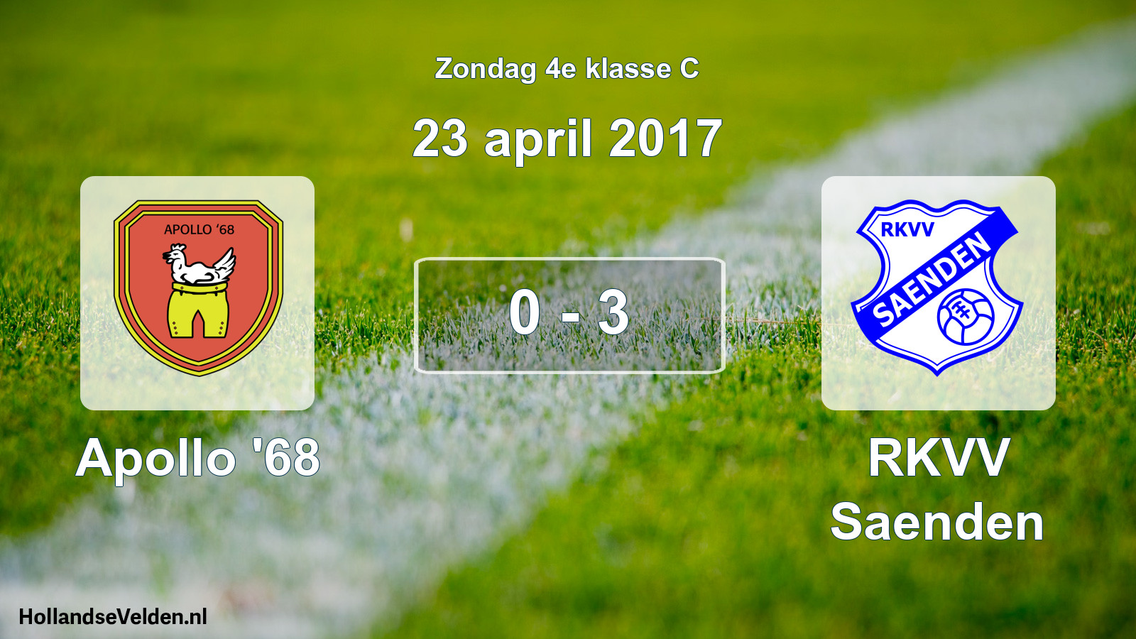 Total number of matches played: Apollo '68 - RKVV Saenden 0 - 3 (23 April 2017)