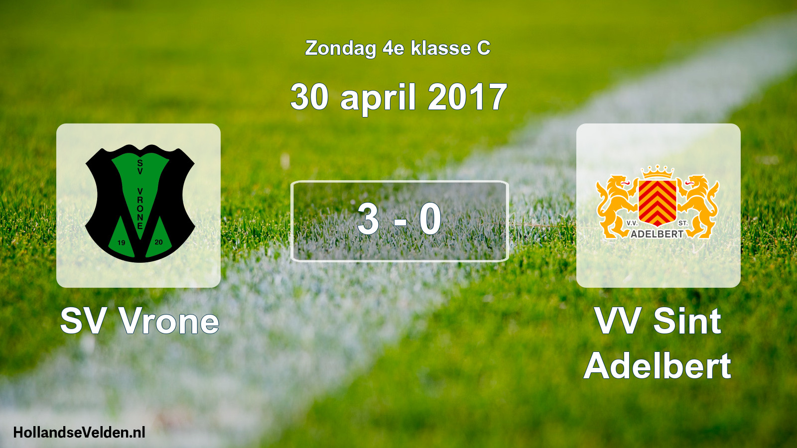 Total number of matches played: SV Vrone - VV Sint Adelbert 3 - 0 (30 April 2017)