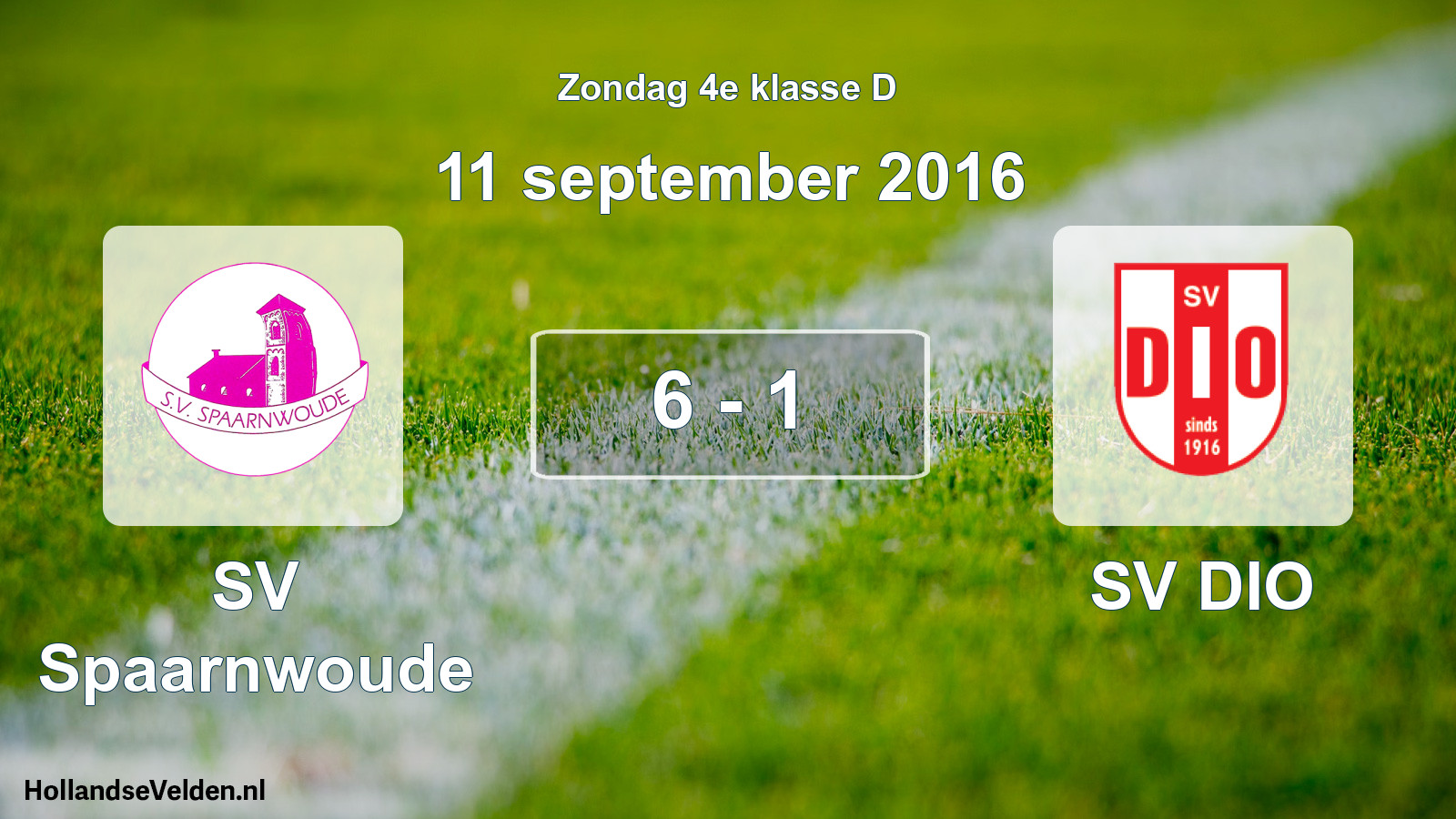 Total number of matches played: SV Spaarnwoude - SV DIO 6 - 1 (11 September 2016)