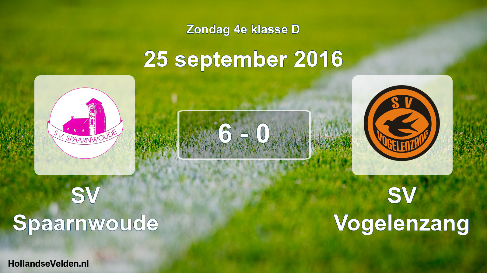 Total number of matches played: SV Spaarnwoude - SV Vogelenzang 6 - 0 (25 September 2016)