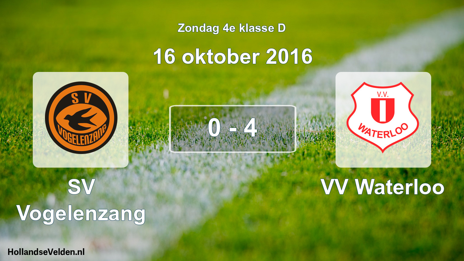 Total number of matches played: SV Vogelenzang - VV Waterloo 0 - 4 (16 October 2016)