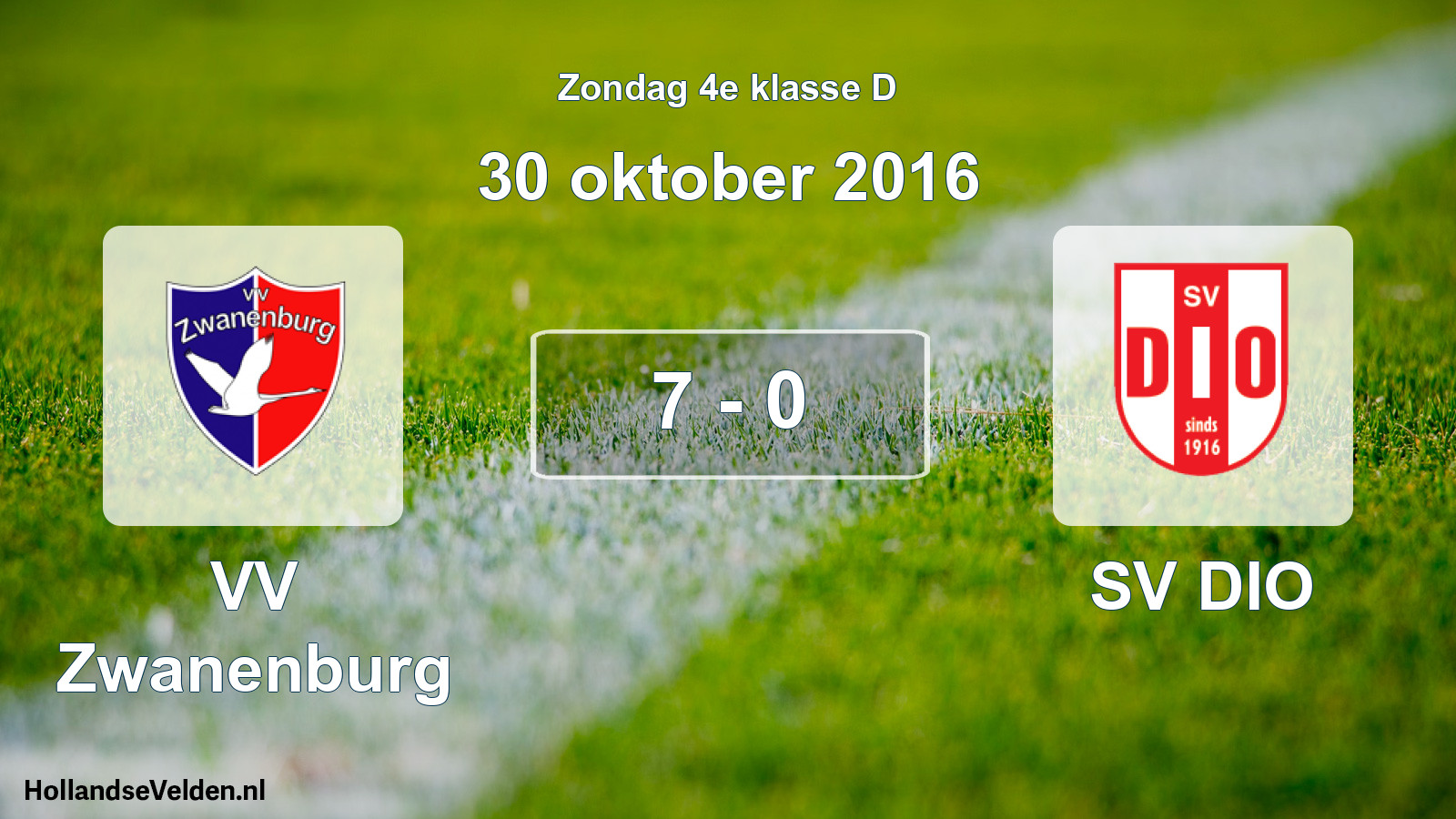Total number of matches played: VV Zwanenburg - SV DIO 7 - 0 (30 October 2016)