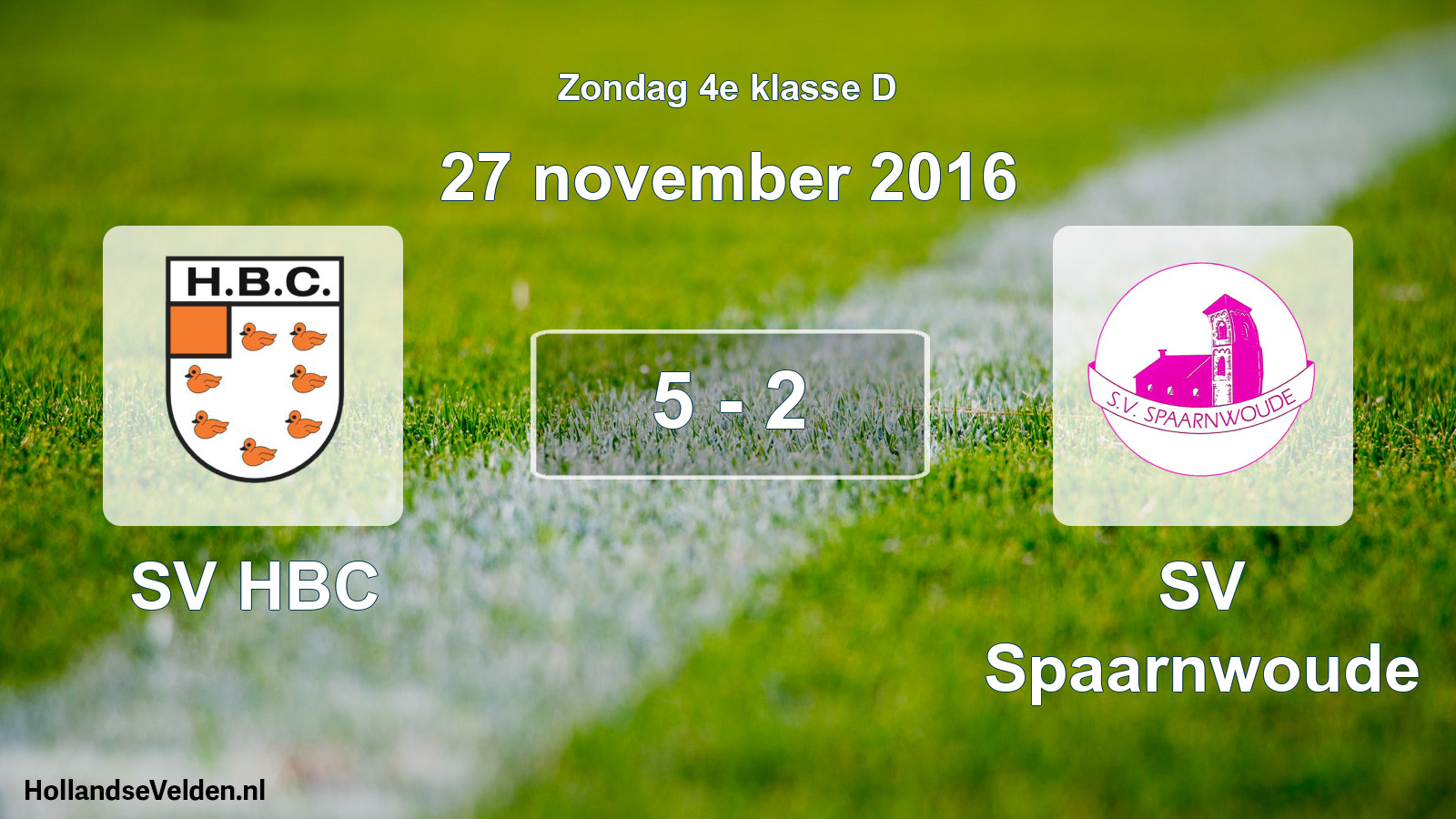 Total number of matches played: SV HBC - SV Spaarnwoude 5 - 2 (27 November 2016)