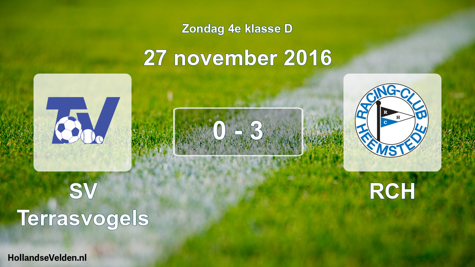 Total number of matches played: SV Terrasvogels - RCH 0 - 3 (27 November 2016)