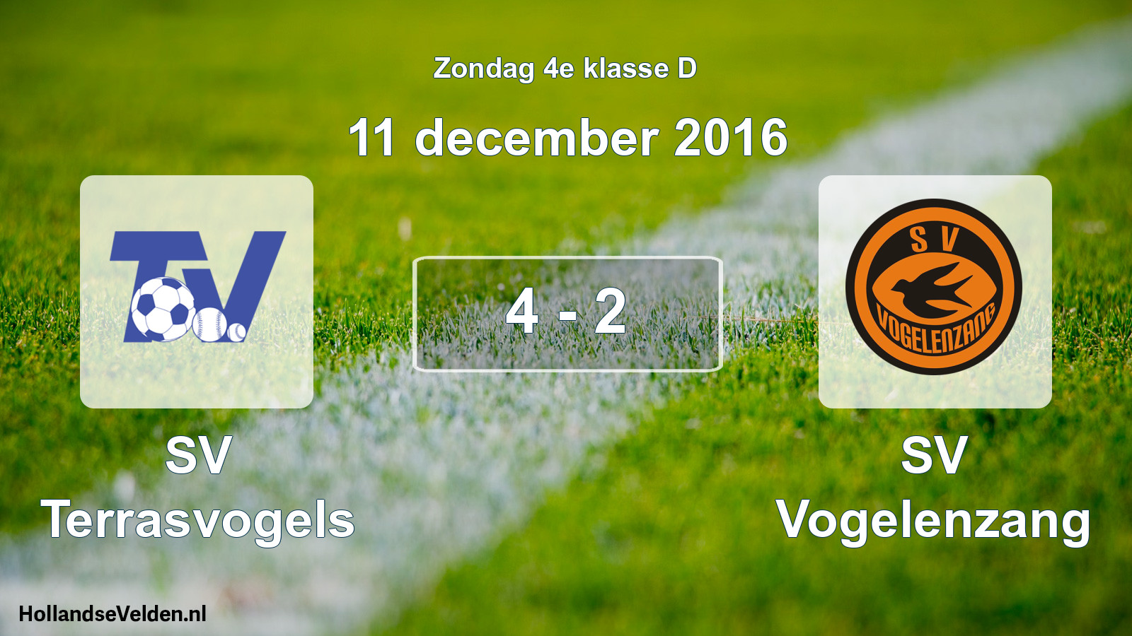 Total number of matches played: SV Terrasvogels - SV Vogelenzang 4 - 2 (11 December 2016)