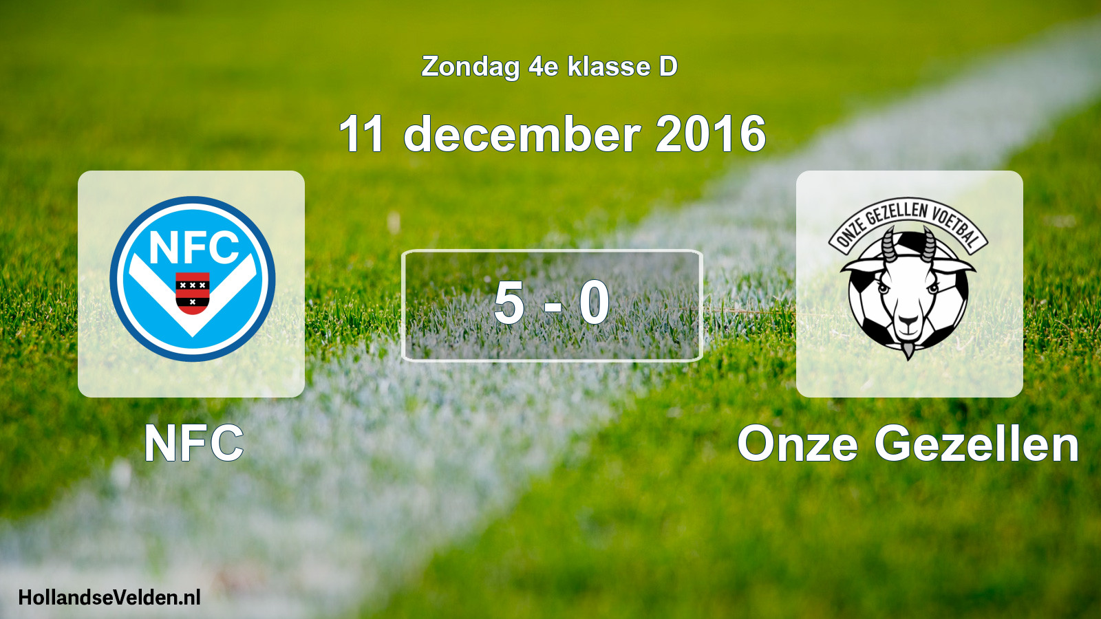 Total number of matches played: NFC - Onze Gezellen 5 - 0 (11 December 2016)