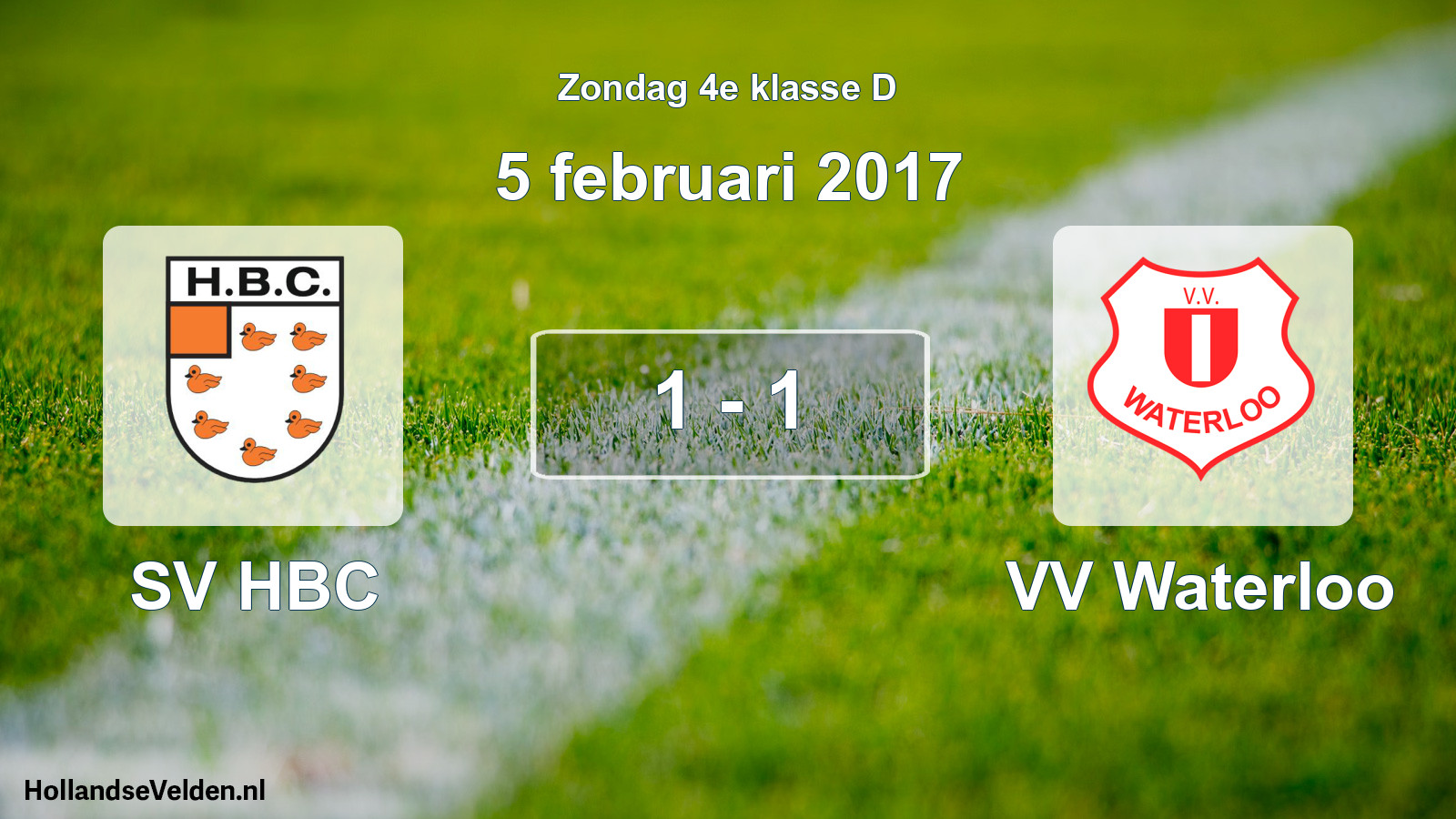 Total number of matches played: SV HBC - VV Waterloo 1 - 1 (5 February 2017)