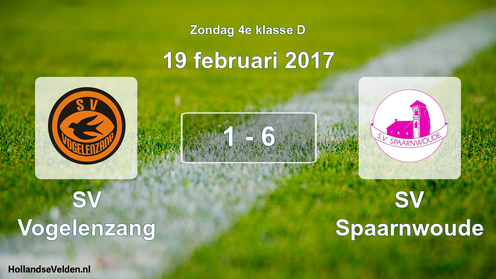 Total number of matches played: SV Vogelenzang - SV Spaarnwoude 1 - 6 (19 February 2017)
