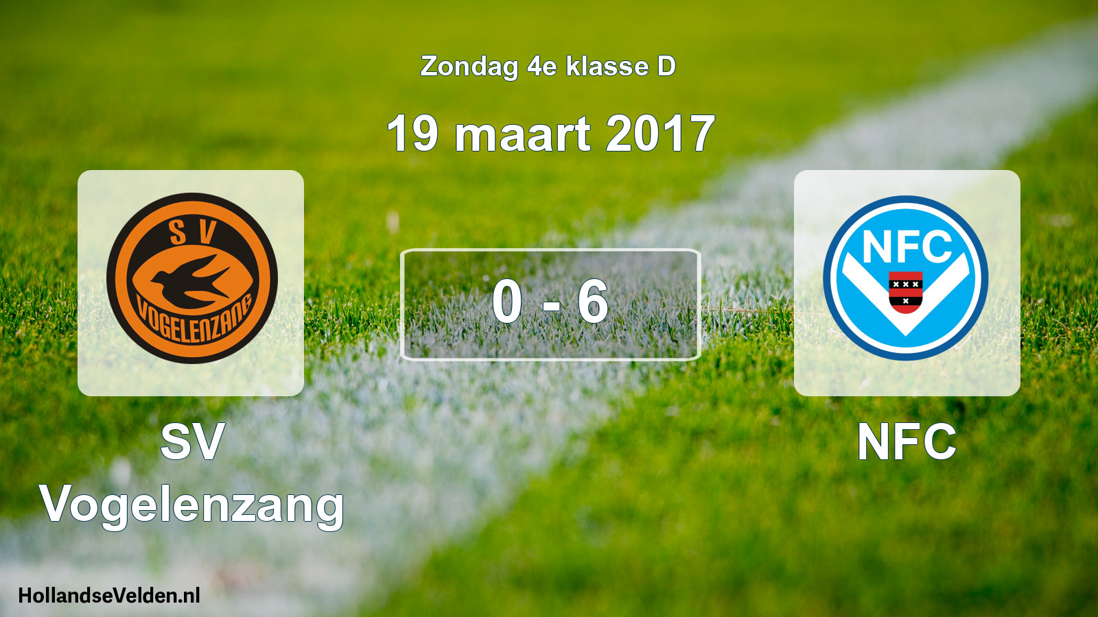 Total number of matches played: SV Vogelenzang - NFC 0 - 6 (19 March 2017)