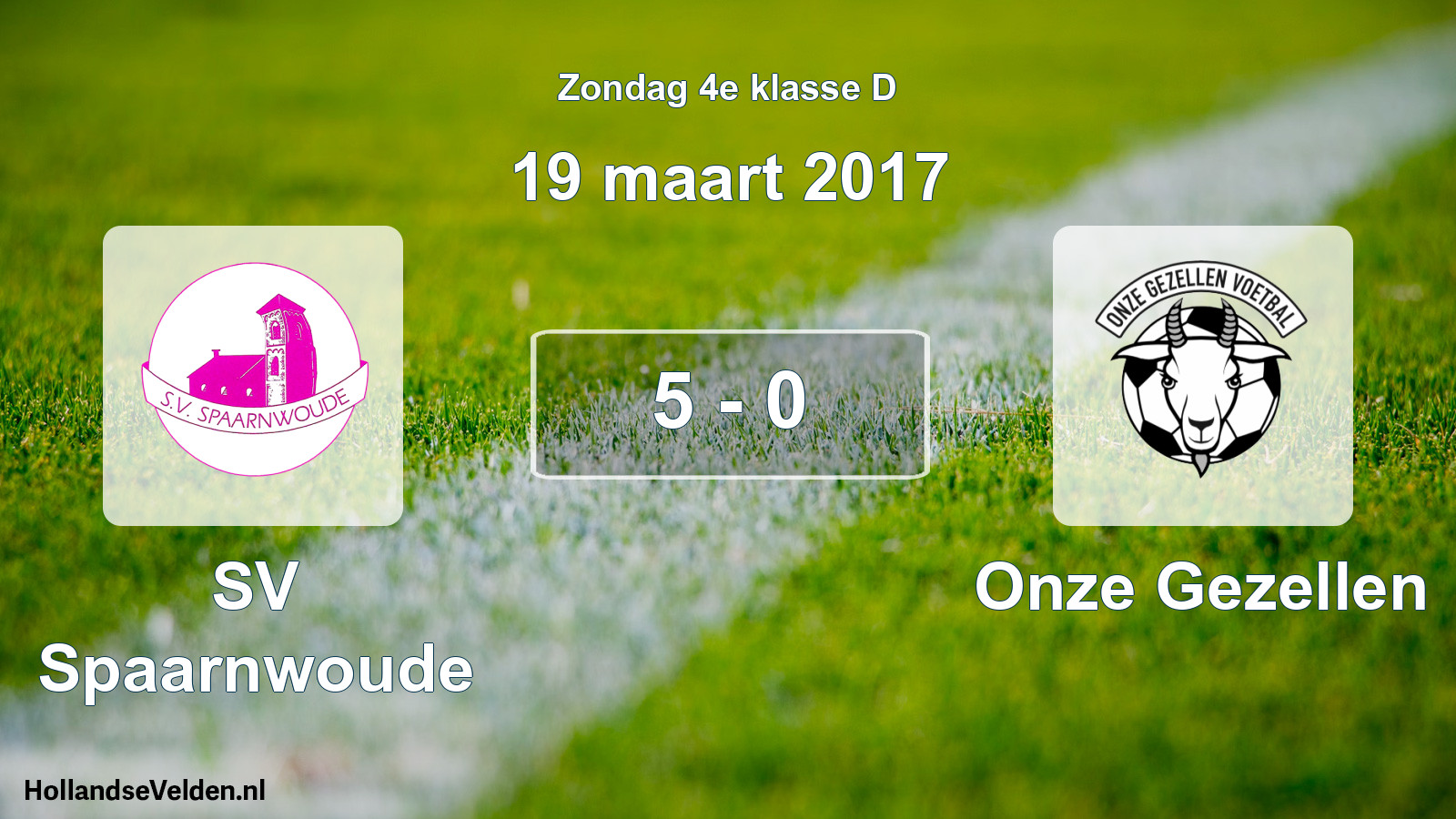 Total number of matches played: SV Spaarnwoude - Onze Gezellen 5 - 0 (19 March 2017)