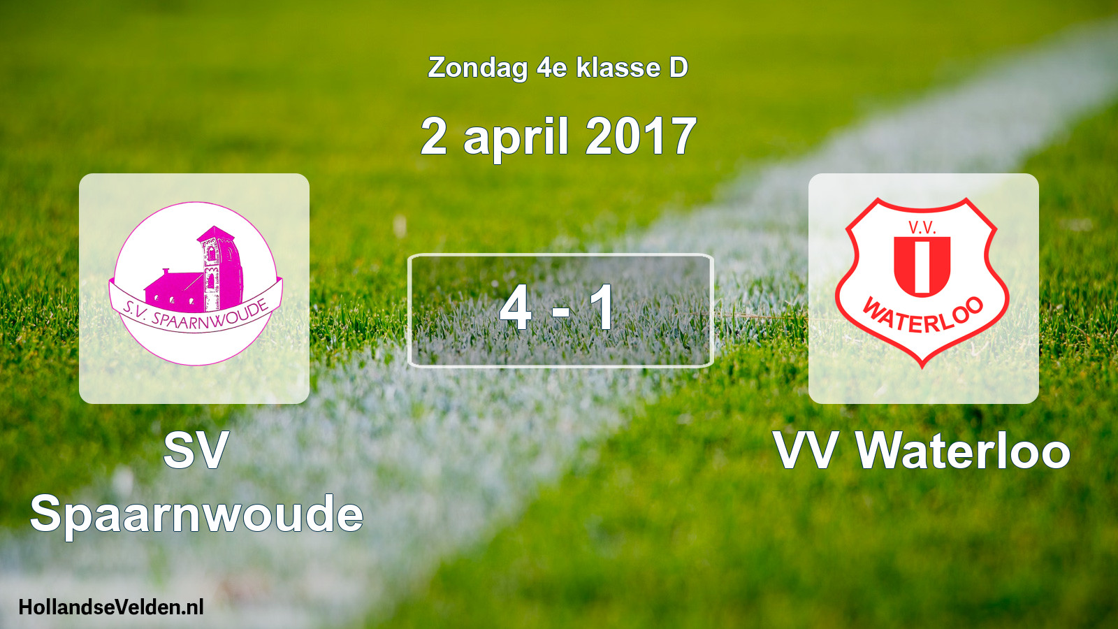 Total number of matches played: SV Spaarnwoude - VV Waterloo 4 - 1 (2 April 2017)