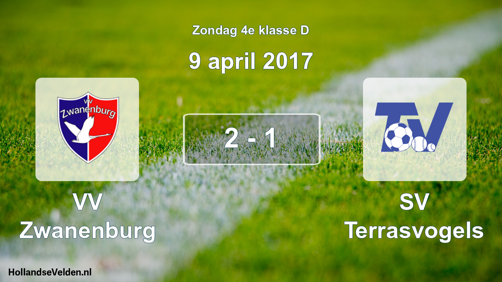 Total number of matches played: VV Zwanenburg - SV Terrasvogels 2 - 1 (9 April 2017)