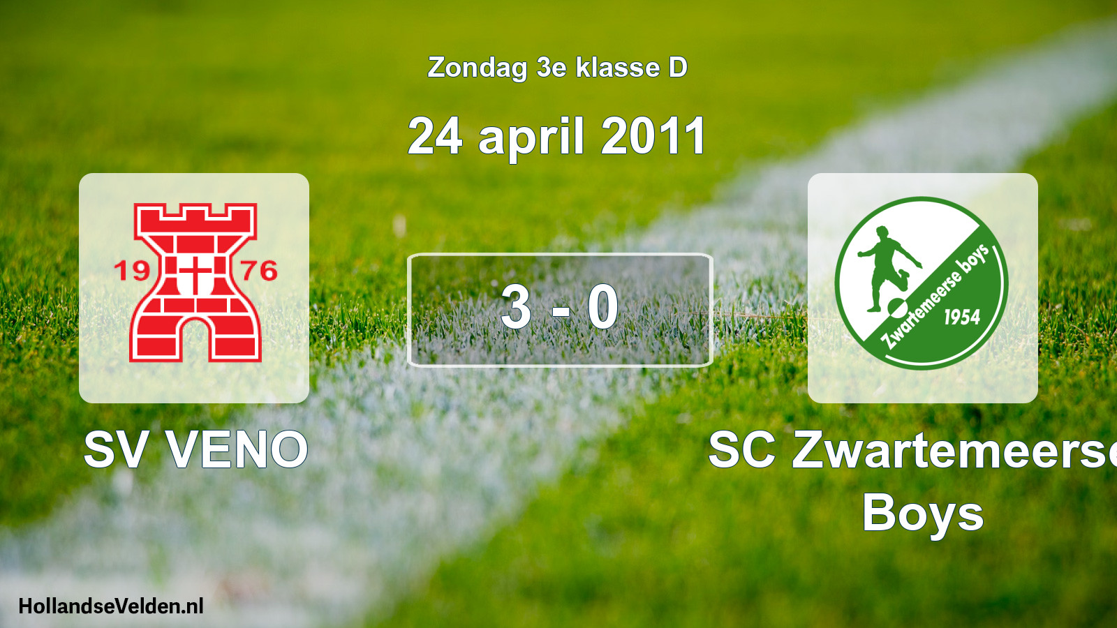 Total number of matches played: SV VENO - SC Zwartemeerse Boys 3 - 0 (24 April 2011)
