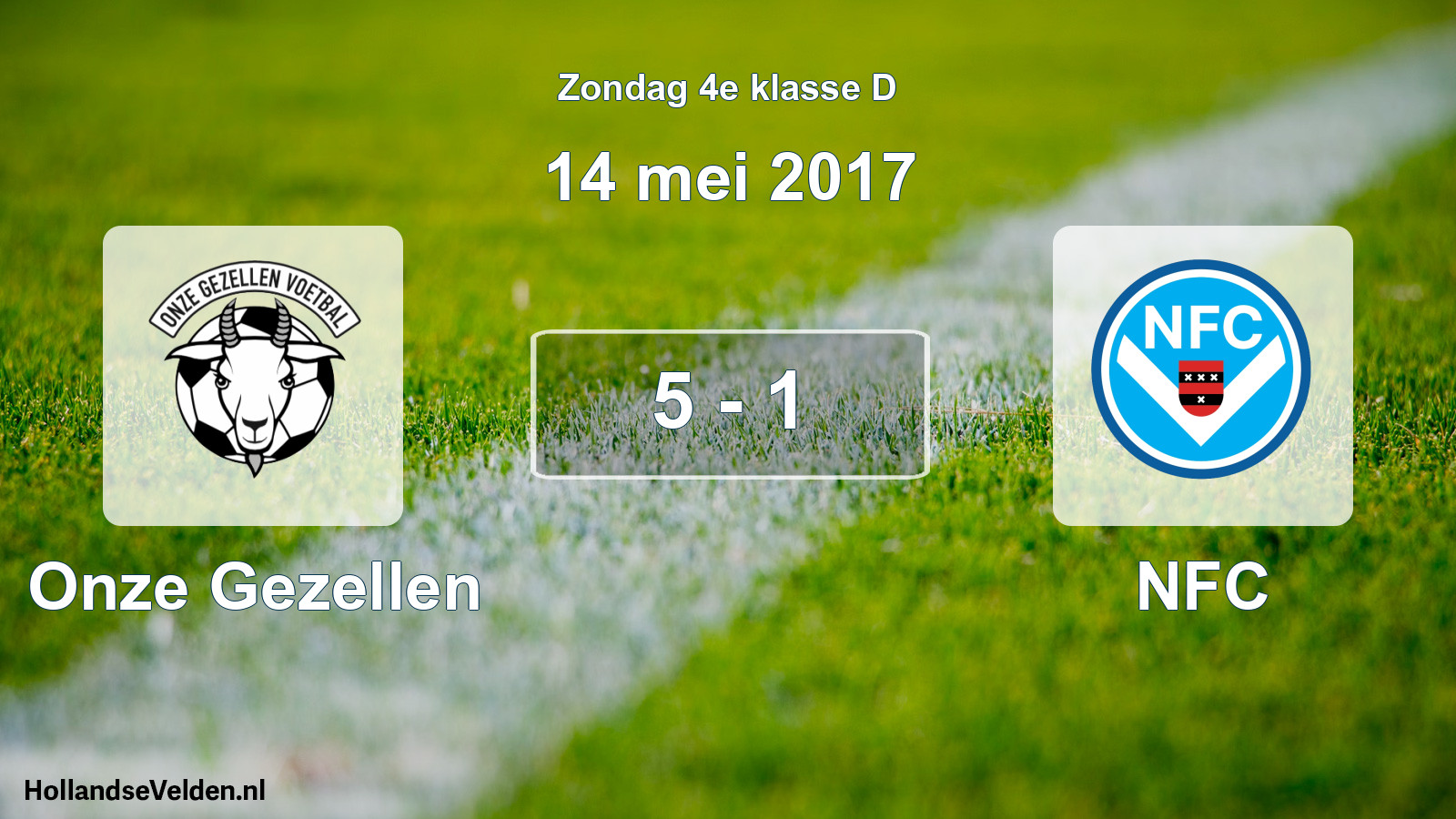 Total number of matches played: Onze Gezellen - NFC 5 - 1 (14 May 2017)