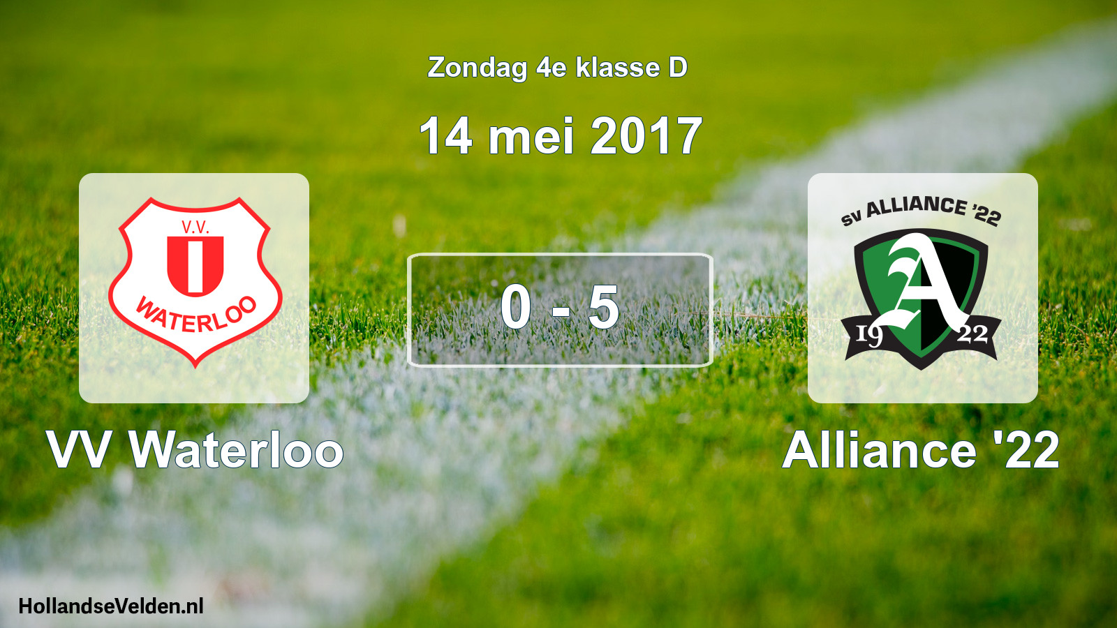 Total number of matches played: VV Waterloo - Alliance '22 0 - 5 (14 May 2017)