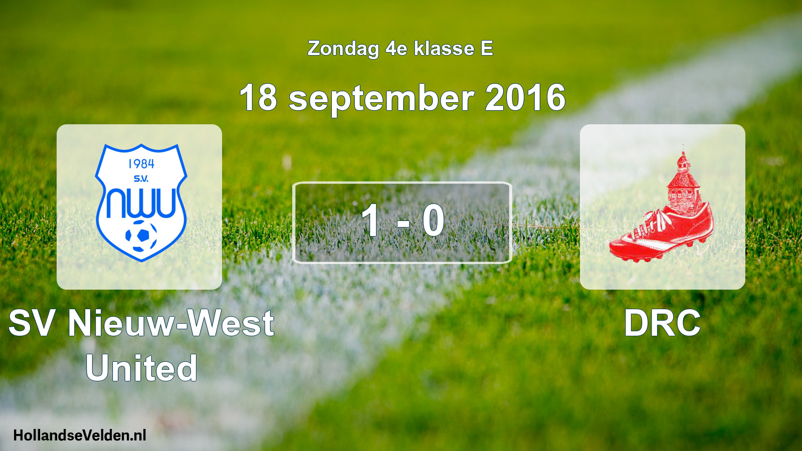 Total number of matches played: SV Nieuw-West United - DRC 1 - 0 (18 September 2016)