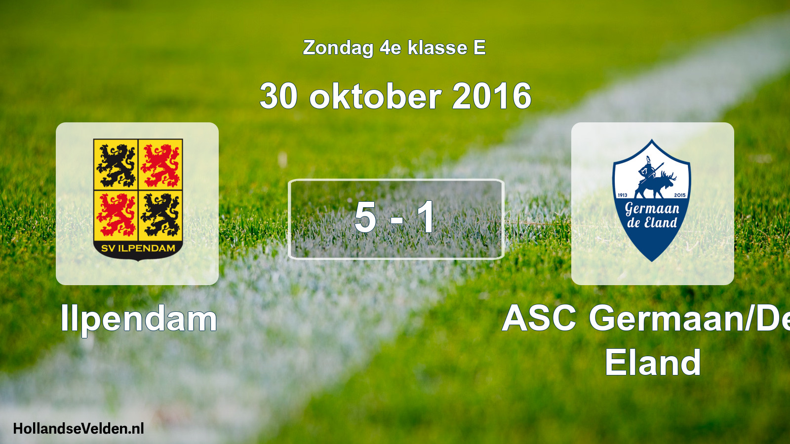 Total number of matches played: Ilpendam - ASC Germaan/De Eland 5 - 1 (30 October 2016)