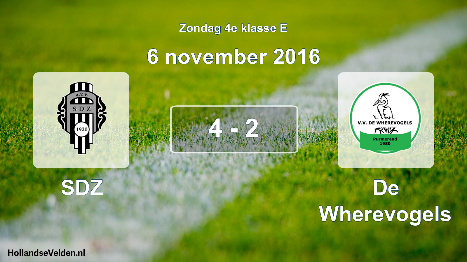 Total number of matches played: SDZ - De Wherevogels 4 - 2 (6 November 2016)