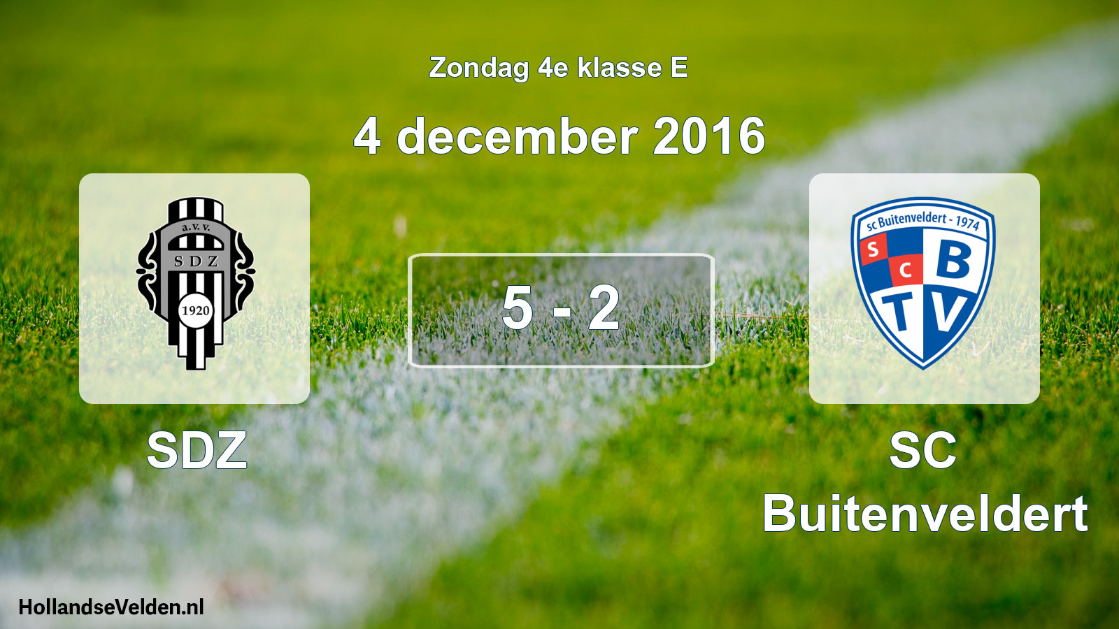 Total number of matches played: SDZ - SC Buitenveldert 5 - 2 (4 December 2016)