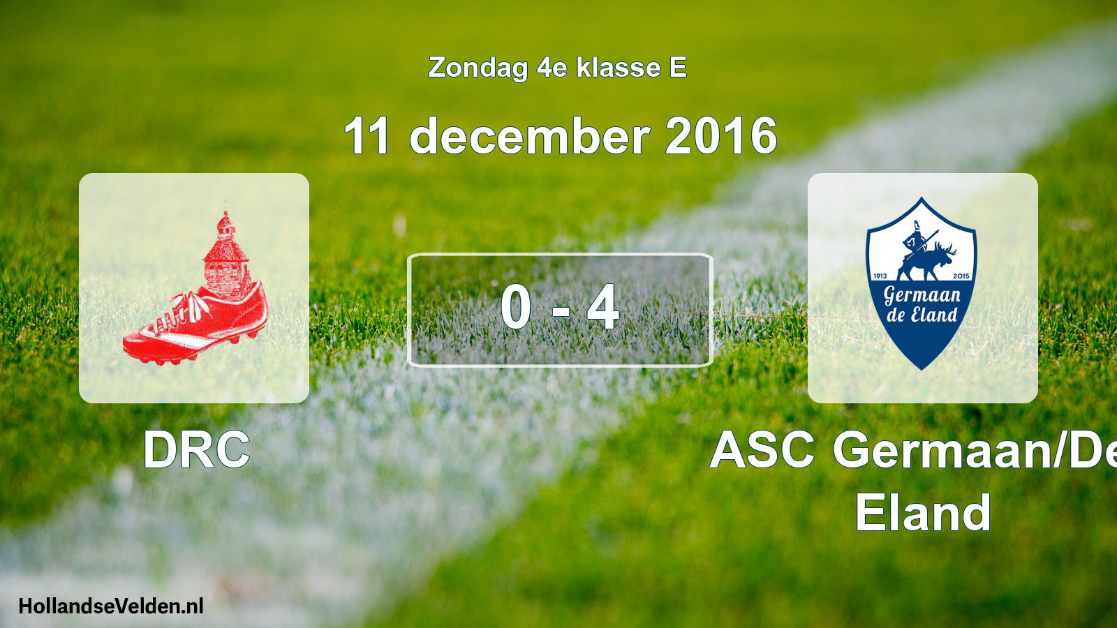 Total number of matches played: DRC - ASC Germaan/De Eland 0 - 4 (11 December 2016)