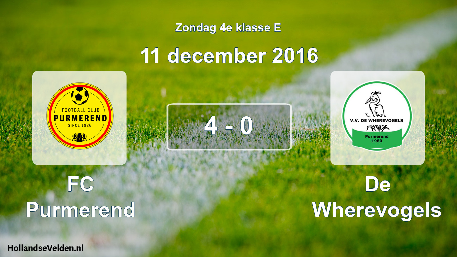 Total number of matches played: FC Purmerend - De Wherevogels 4 - 0 (11 December 2016)