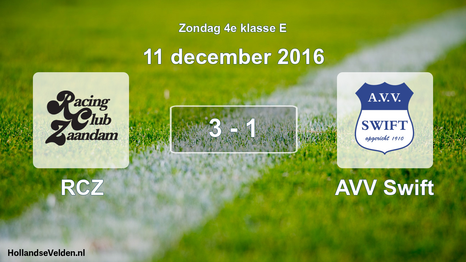 Total number of matches played: RCZ - AVV Swift 3 - 1 (11 December 2016)