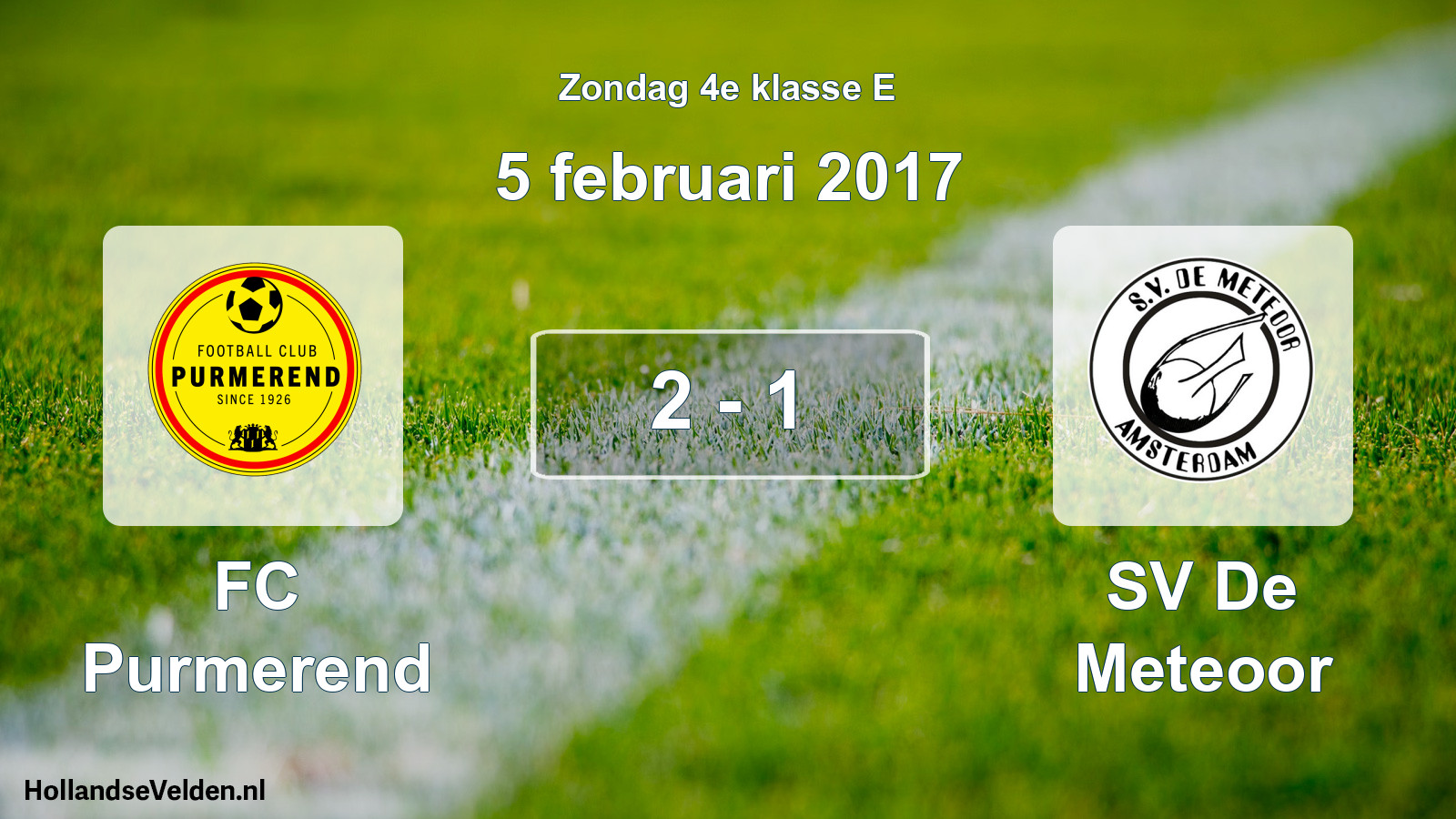 Total number of matches played: FC Purmerend - SV De Meteoor 2 - 1 (5 February 2017)