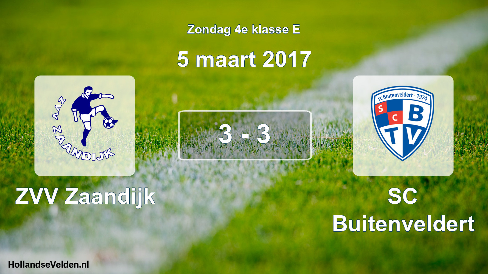 Total number of matches played: ZVV Zaandijk - SC Buitenveldert 3 - 3 (5 March 2017)