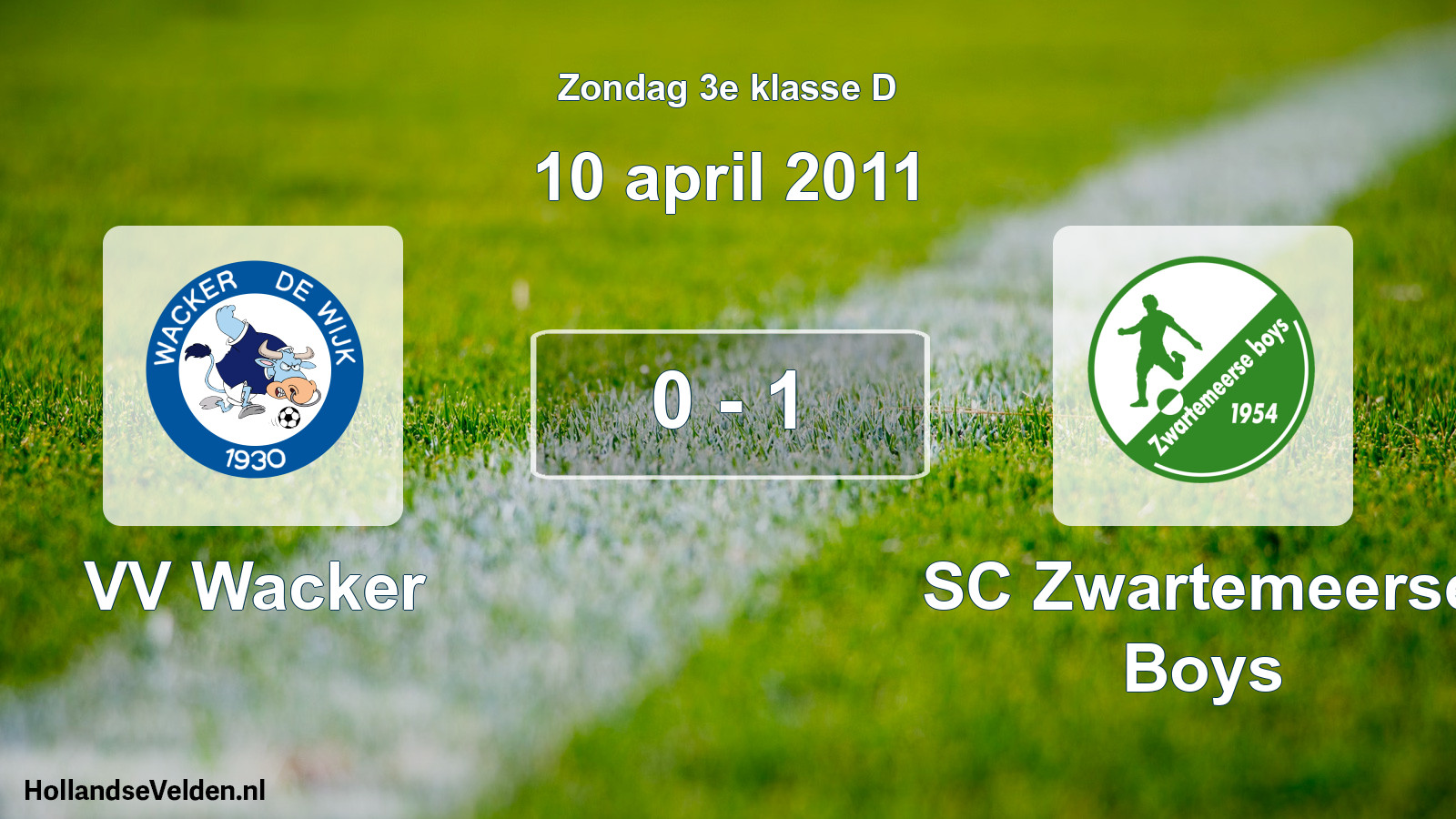 Total number of matches played: VV Wacker - SC Zwartemeerse Boys 0 - 1 (10 April 2011)