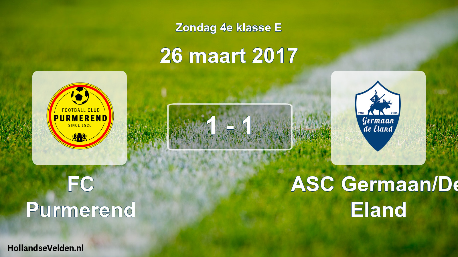 Total number of matches played: FC Purmerend - ASC Germaan/De Eland 1 - 1 (26 March 2017)