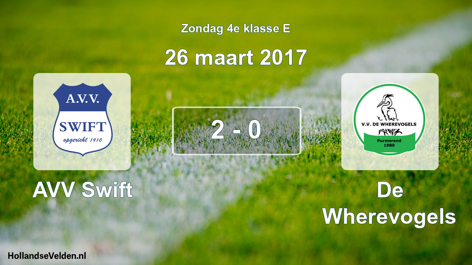 Total number of matches played: AVV Swift - De Wherevogels 2 - 0 (26 March 2017)