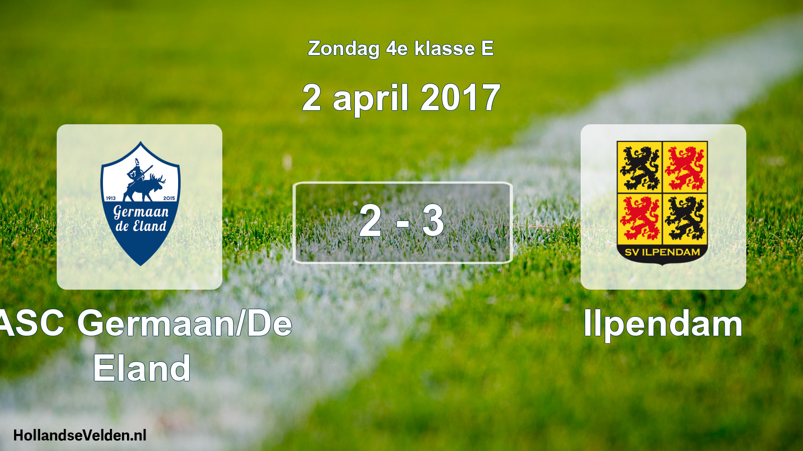 Total number of matches played: ASC Germaan/De Eland - Ilpendam 2 - 3 (2 April 2017)