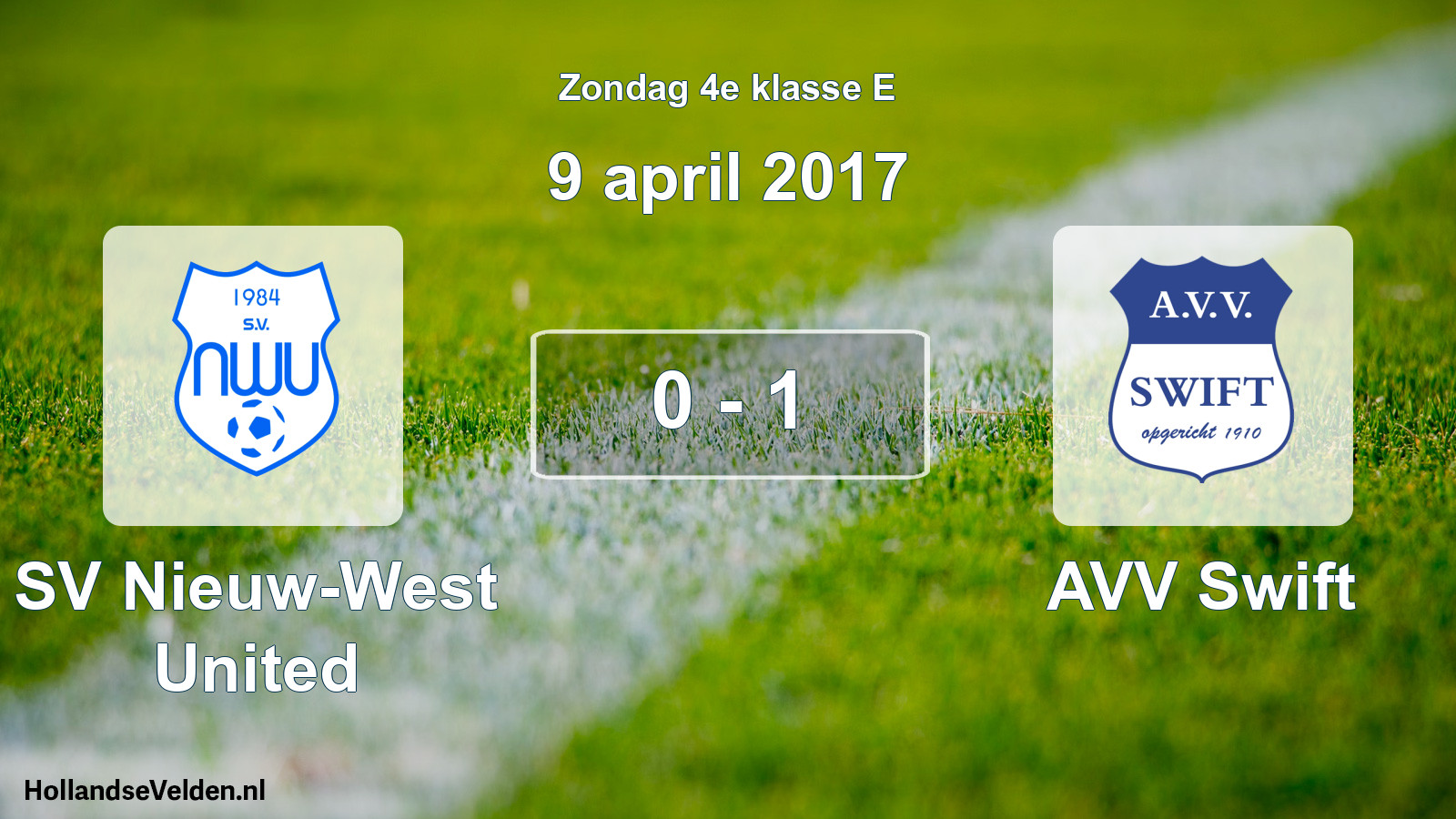 Total number of matches played: SV Nieuw-West United - AVV Swift 0 - 1 (9 April 2017)