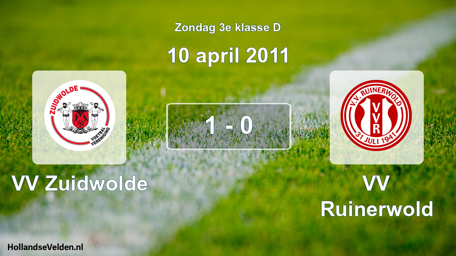 Total number of matches played: VV Zuidwolde - VV Ruinerwold 1 - 0 (10 April 2011)