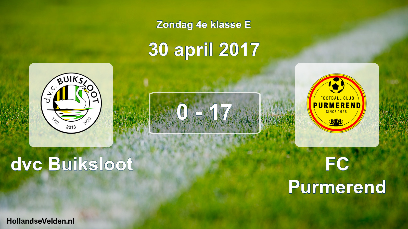 Total number of matches played: dvc Buiksloot - FC Purmerend 0 - 17 (30 April 2017)