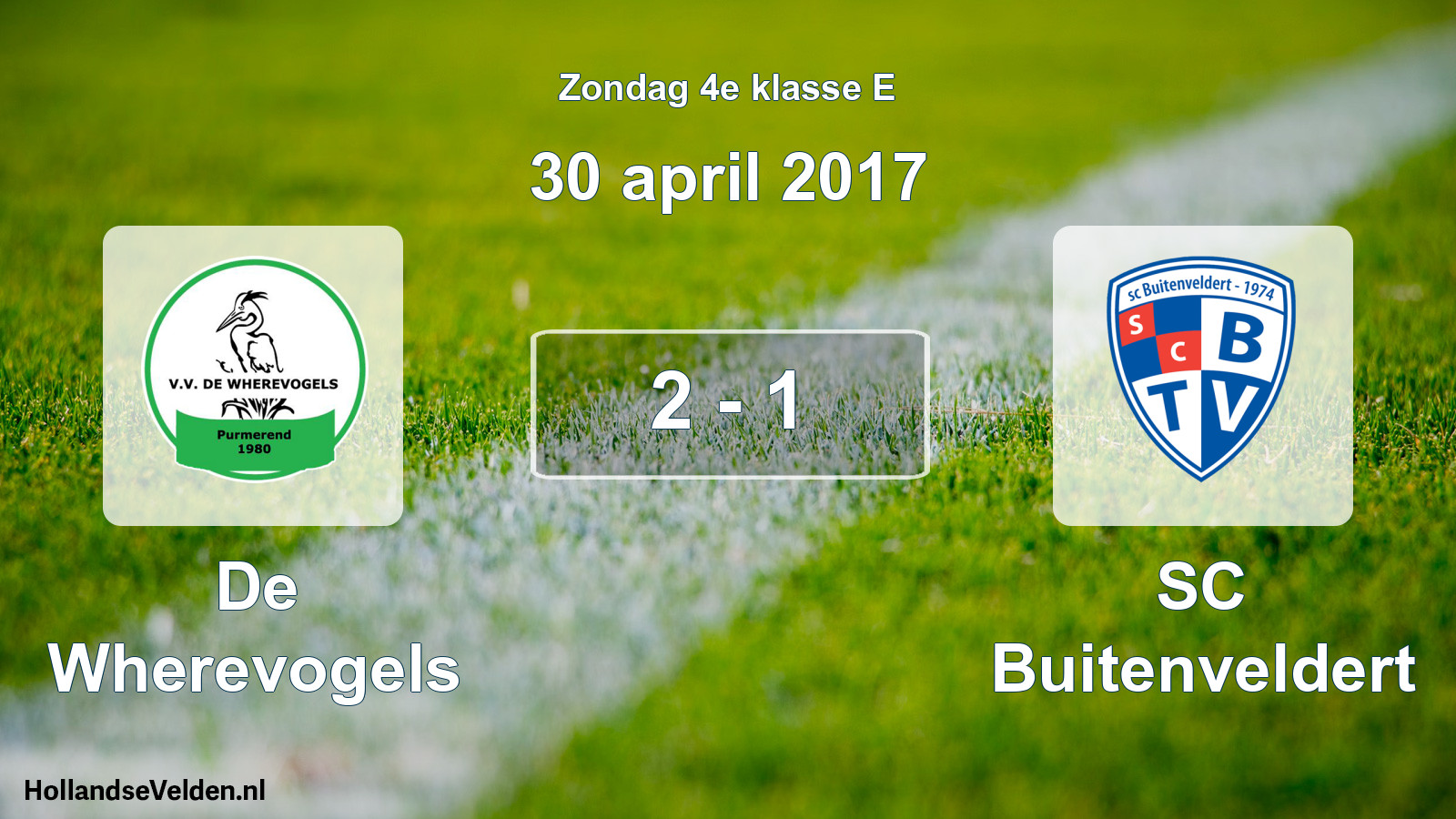 Total number of matches played: De Wherevogels - SC Buitenveldert 2 - 1 (30 April 2017)