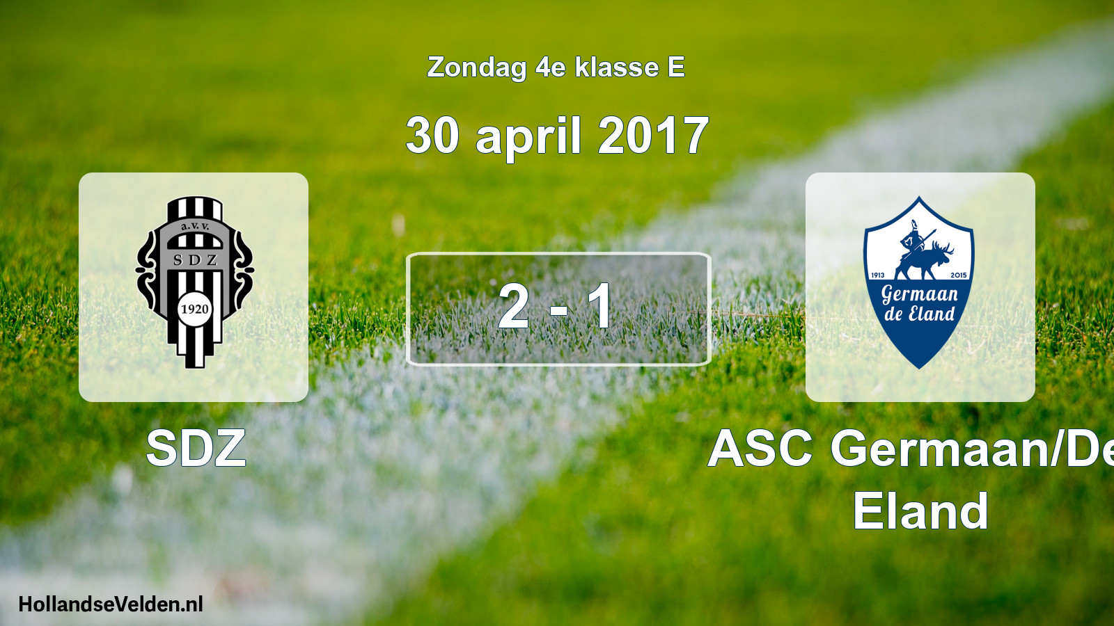 Total number of matches played: SDZ - ASC Germaan/De Eland 2 - 1 (30 April 2017)