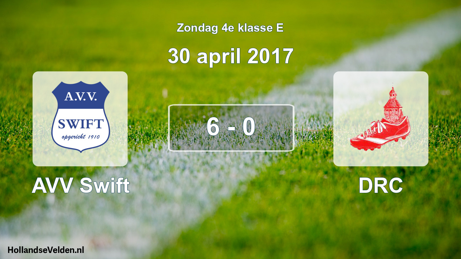 Total number of matches played: AVV Swift - DRC 6 - 0 (30 April 2017)