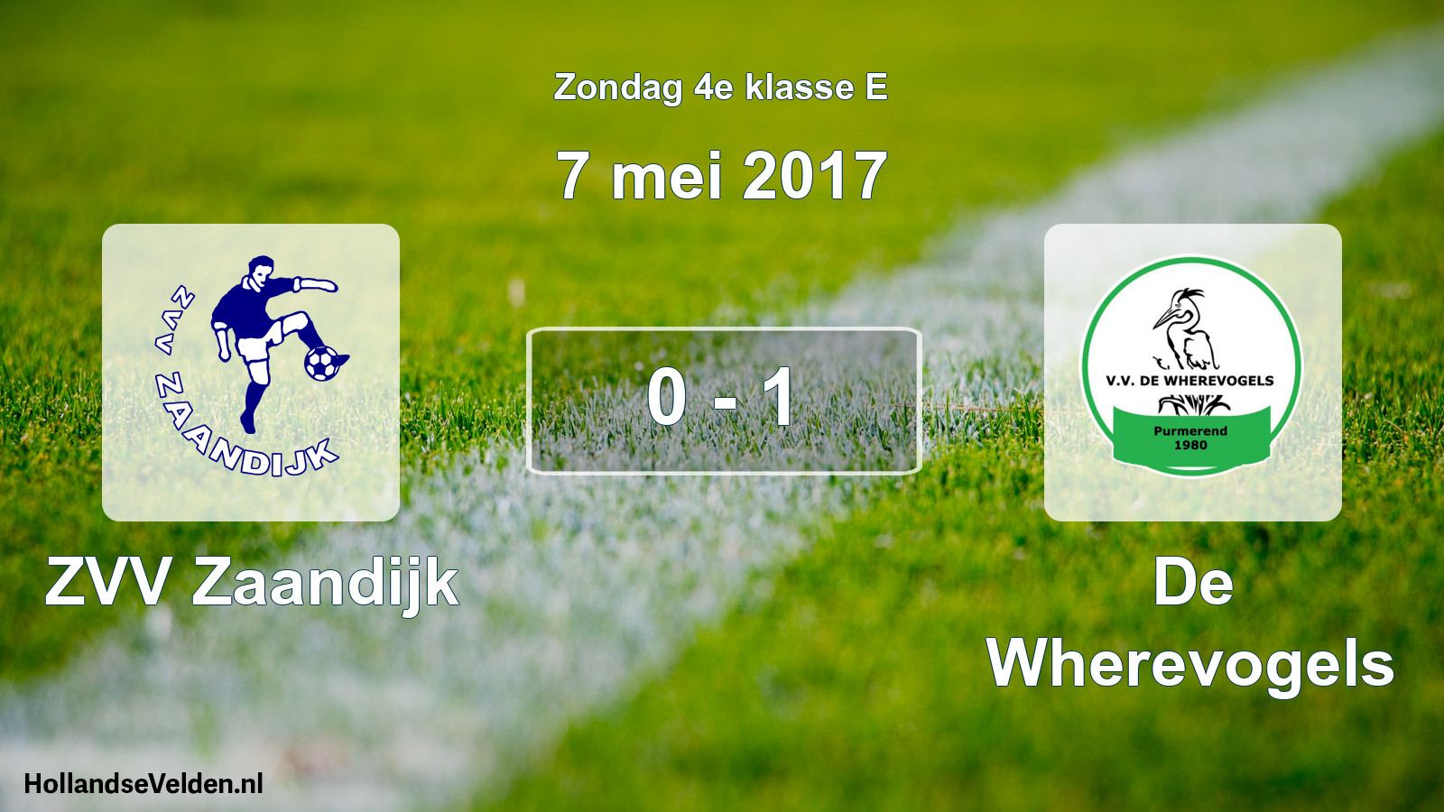 Total number of matches played: ZVV Zaandijk - De Wherevogels 0 - 1 (7 May 2017)