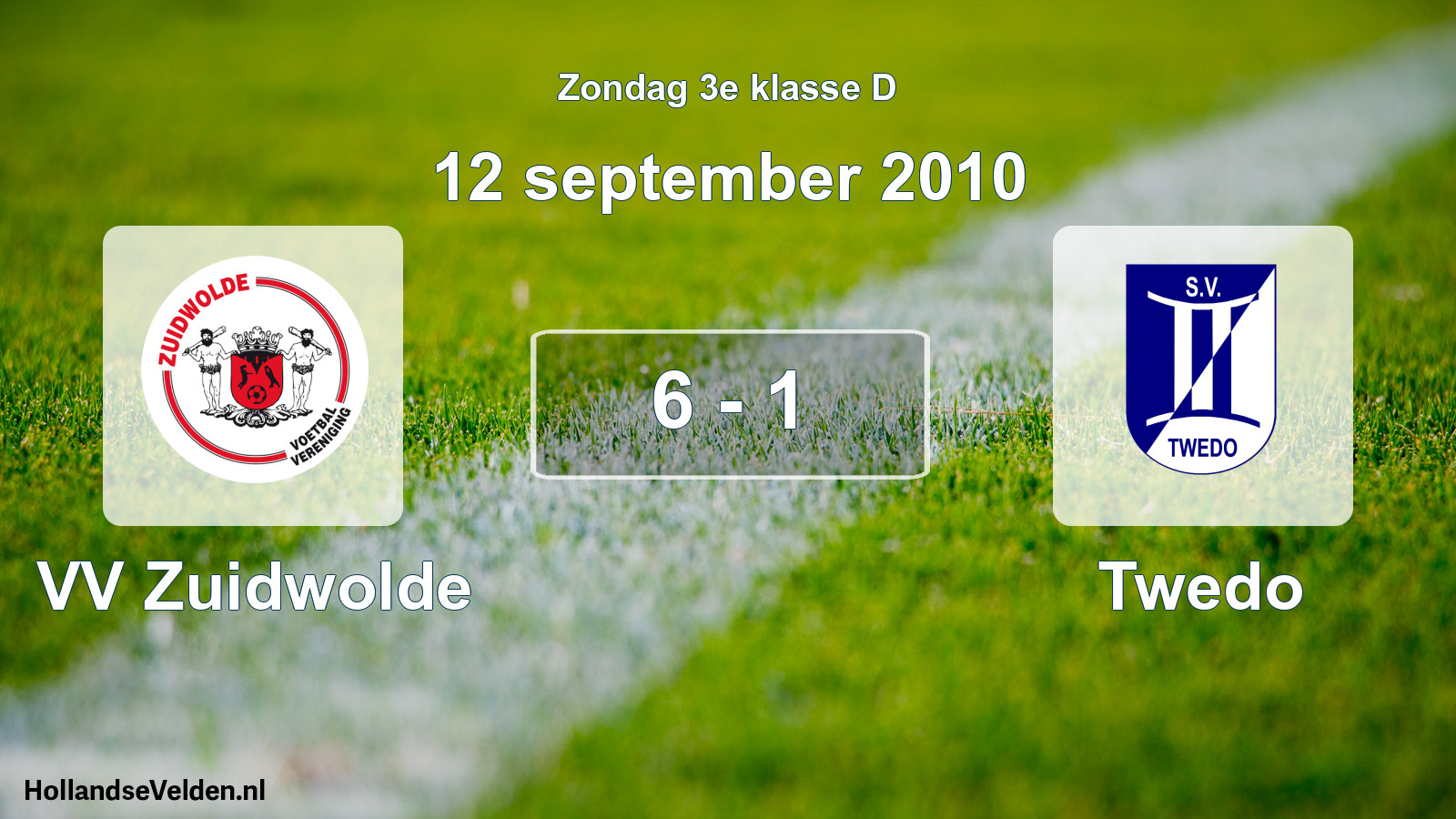 Total number of matches played: VV Zuidwolde - Twedo 6 - 1 (12 September 2010)