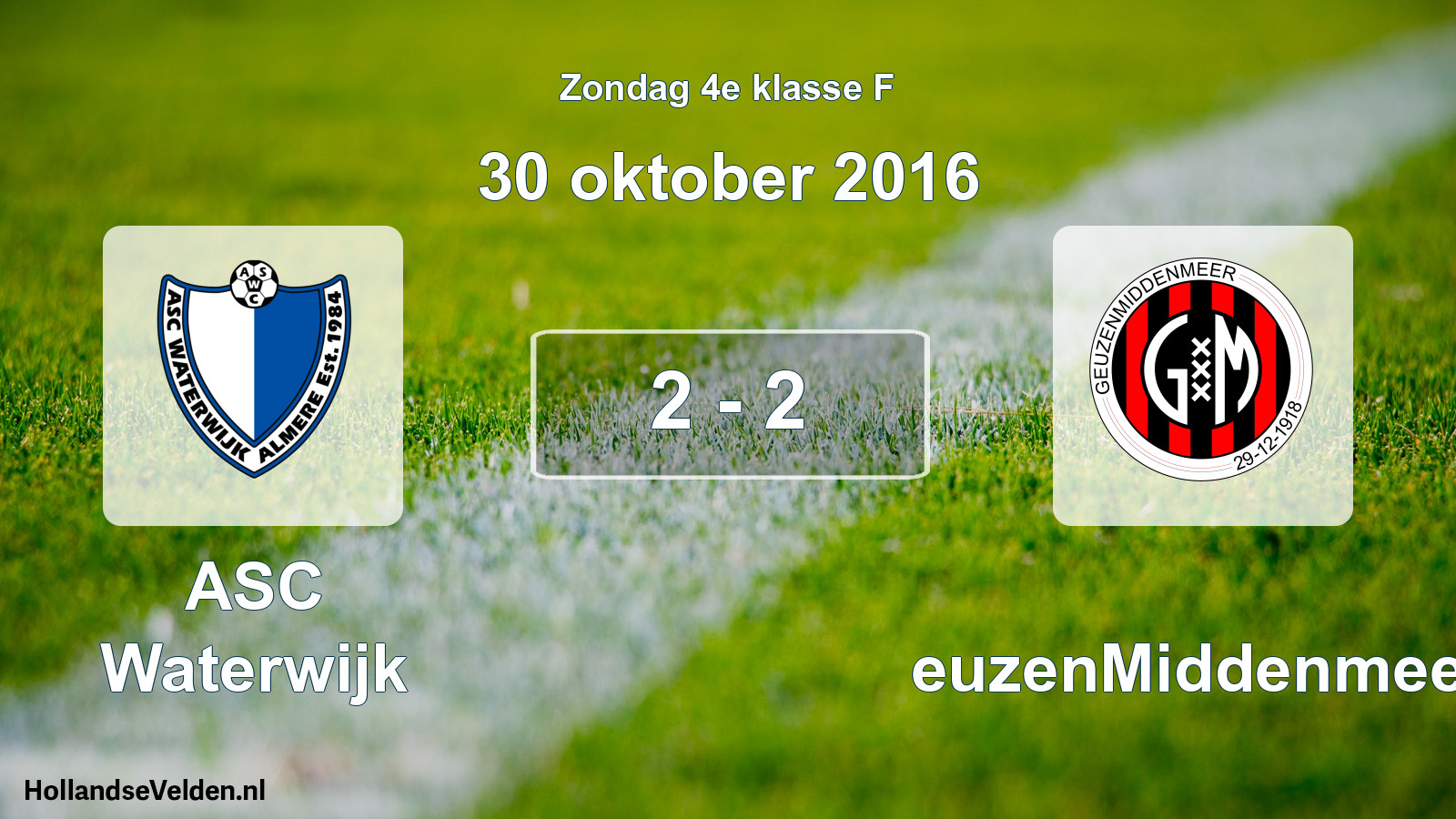 Total number of matches played: ASC Waterwijk - GeuzenMiddenmeer 2 - 2 (30 October 2016)