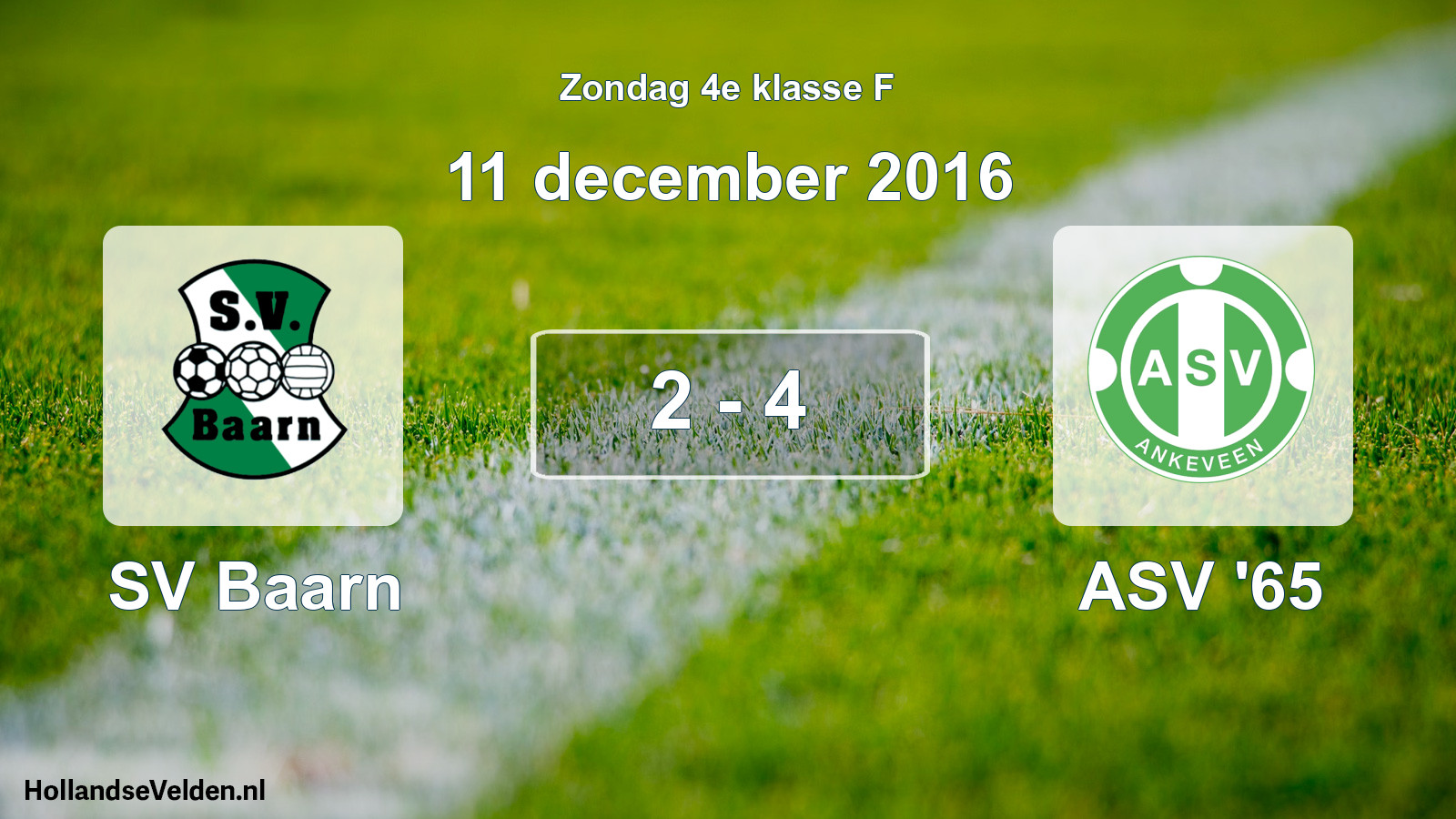 Total number of matches played: SV Baarn - ASV '65 2 - 4 (11 December 2016)