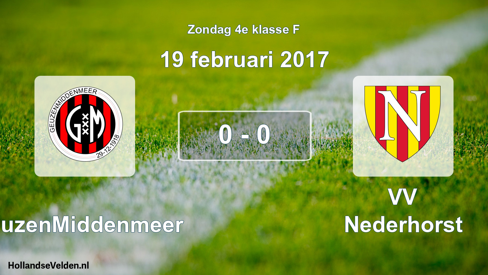 Total number of matches played: GeuzenMiddenmeer - VV Nederhorst 0 - 0 (19 February 2017)