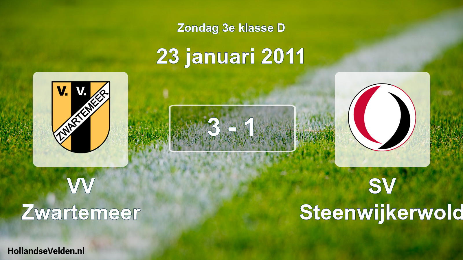 Total number of matches played: VV Zwartemeer - SV Steenwijkerwold 3 - 1 (23 January 2011)