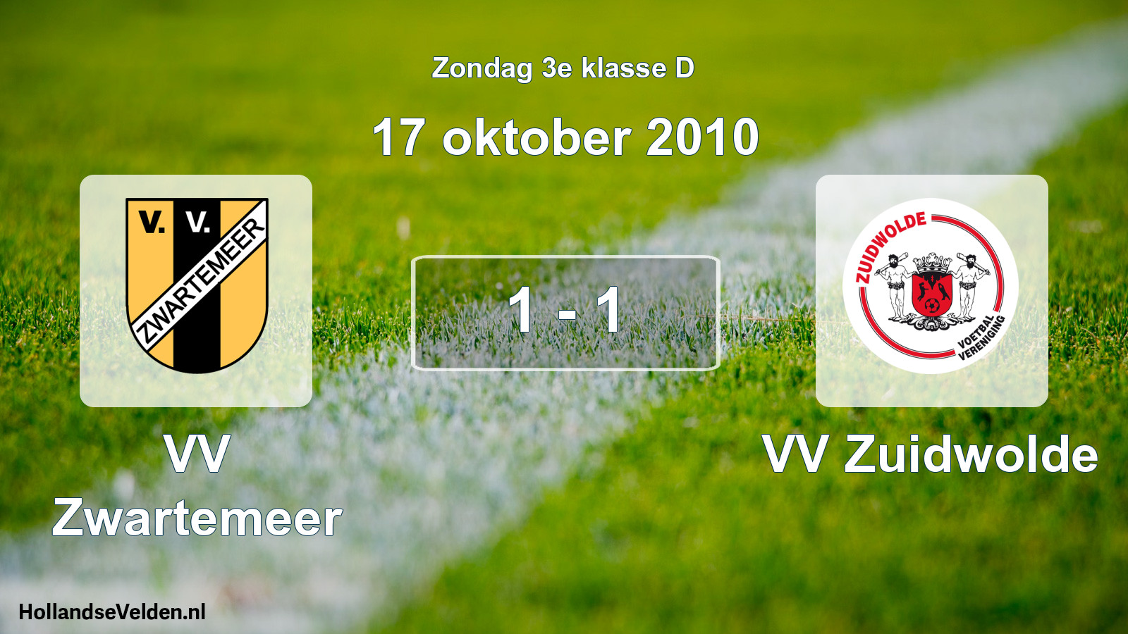 Total number of matches played: VV Zwartemeer - VV Zuidwolde 1 - 1 (17 October 2010)