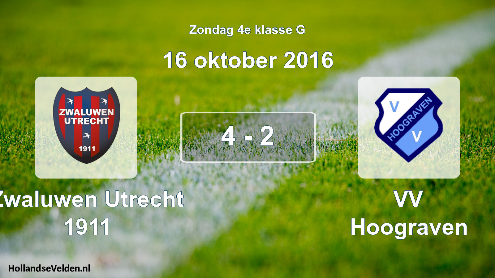 Total number of matches played: Zwaluwen Utrecht 1911 - VV Hoograven 4 - 2 (16 October 2016)