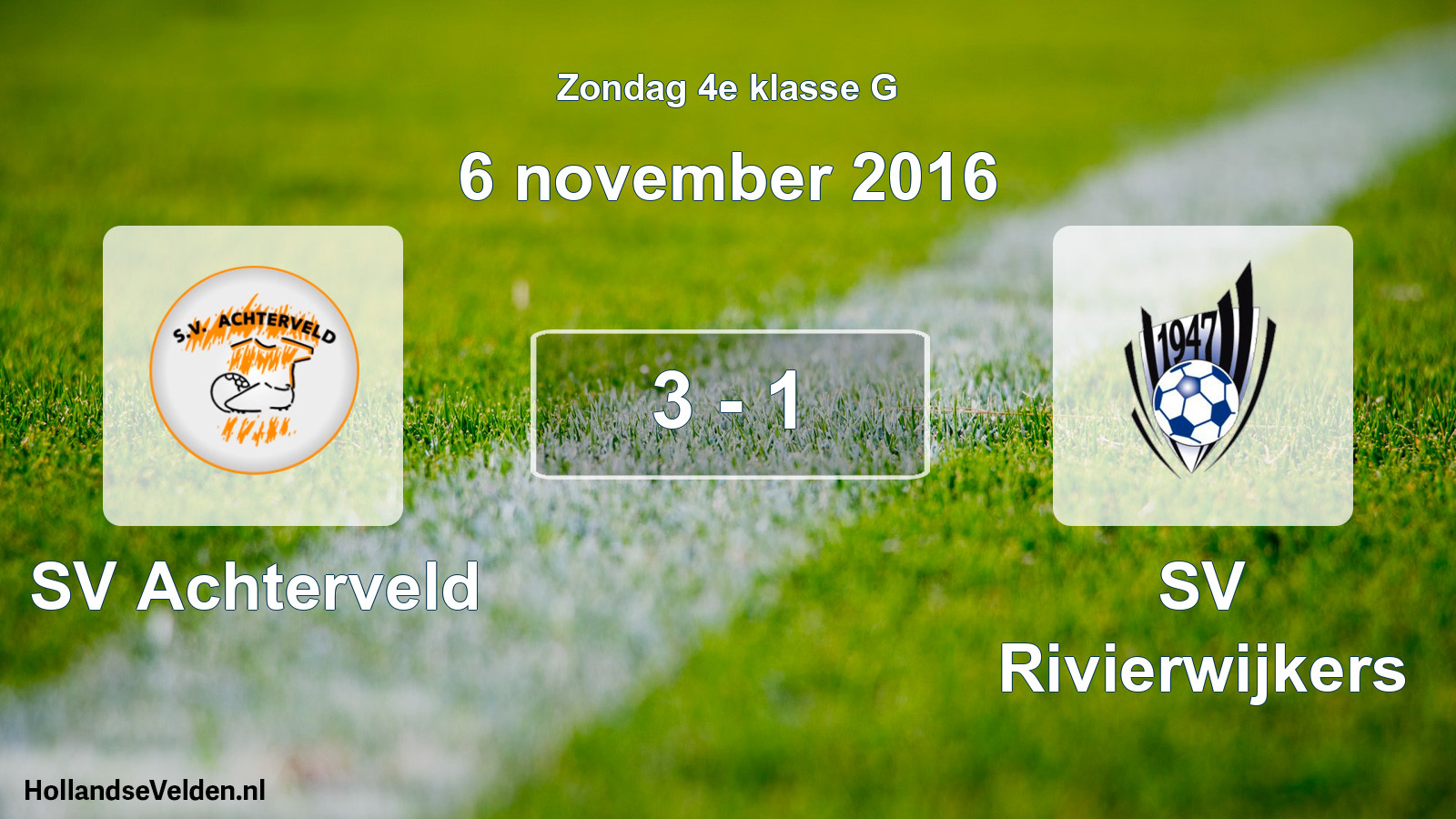 Total number of matches played: SV Achterveld - SV Rivierwijkers 3 - 1 (6 November 2016)