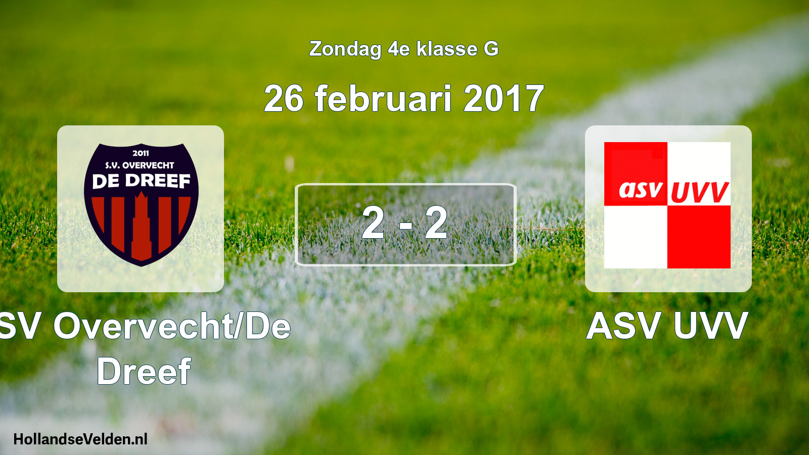 Total number of matches played: SV Overvecht/De Dreef - ASV UVV 2 - 2 (26 February 2017)