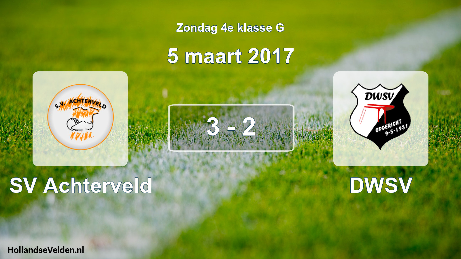Total number of matches played: SV Achterveld - DWSV 3 - 2 (5 March 2017)