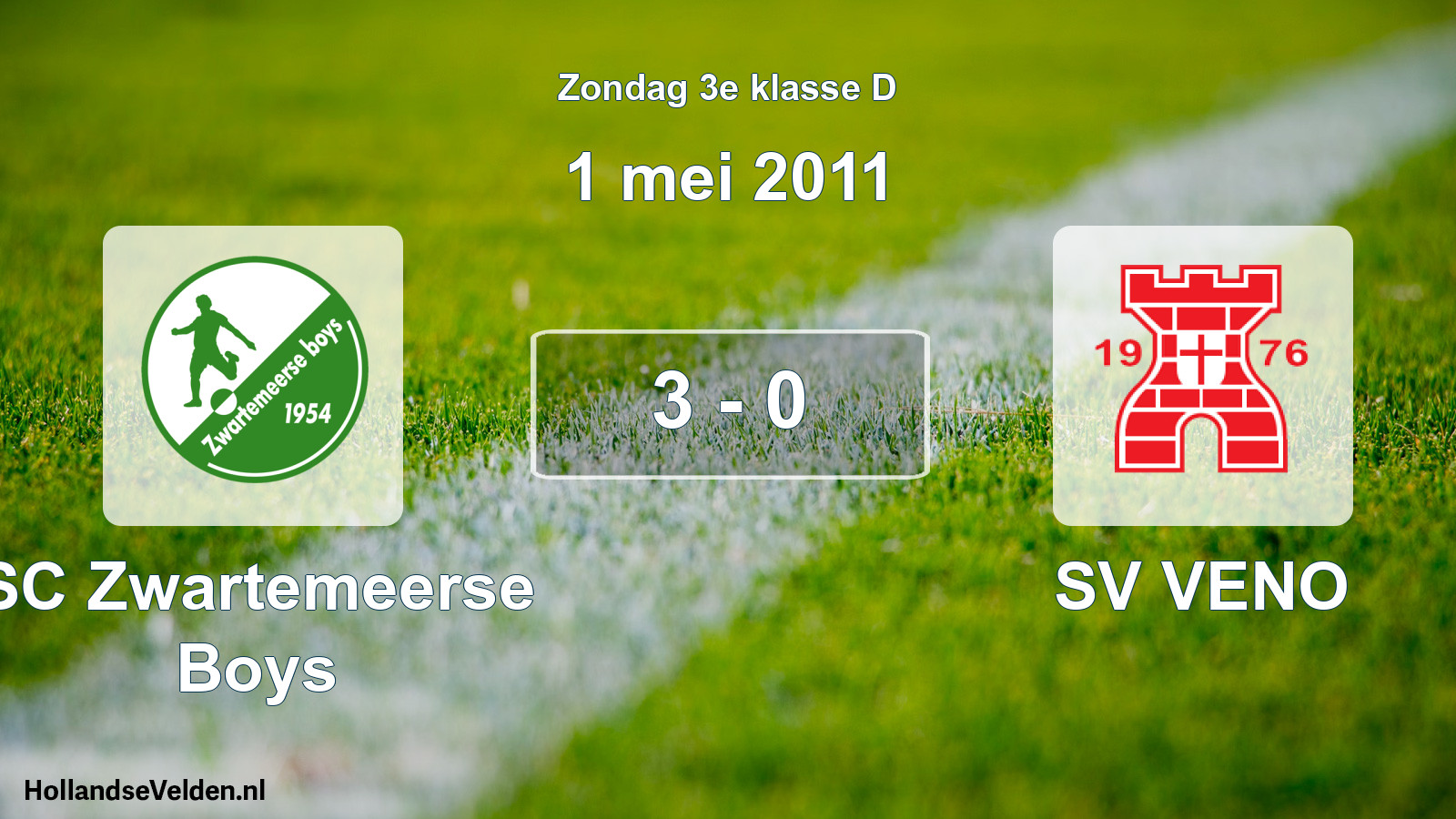 Total number of matches played: SC Zwartemeerse Boys - SV VENO 3 - 0 (1 May 2011)